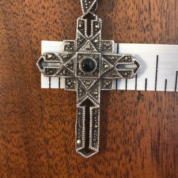 Mexican Made Cross Detailing Silver and Marcasite - Picture 7 of 8